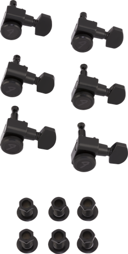 [0990818400] Fender Locking Stratocaster®/Telecaster® Staggered Tuning Machines, Black, Set of 6