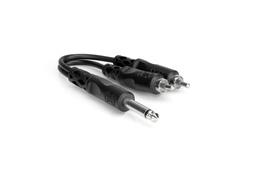 [YPR124] Hosa YPR-124 Mono 1/4" Male to Two RCA Male 6"