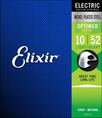 [19077] Elixir 19077 Nickel Plated Steel Electric Guitar Strings with Optiweb. Light Heavy 10-52