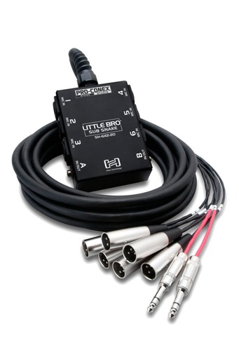 [SH-6X2-20] Hosa SH-6X2-20 Little Bro' Sub Snake, 6 XLR Sends, 2 1/4" TRS Returns, 20'