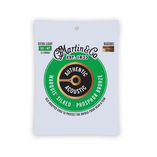 [MA500S] Martin MA500S Authentic Acoustic 92/8 Phosphor Bronze Extra Light (12 String) Guitar Strings.