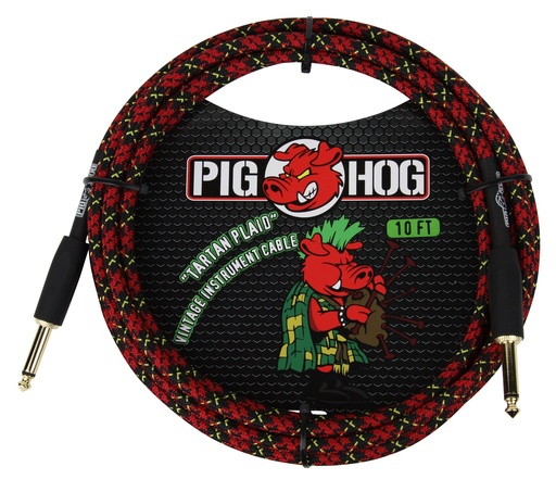 [PCH10PL] Pig Hog 10' Instrument Cable, Tartan Plaid