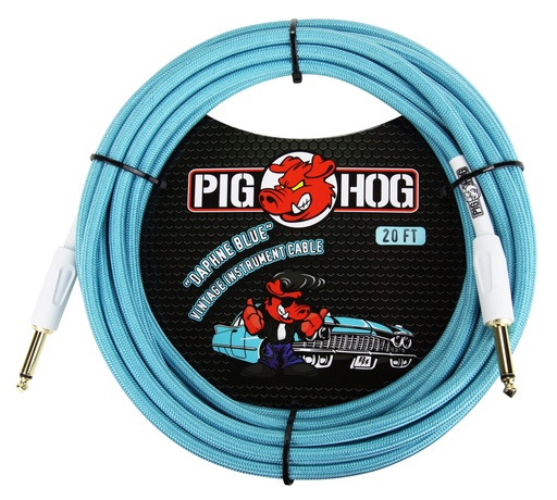 [PCH20DB] Pig Hog 20' Instrument Cable, Daphne Blue