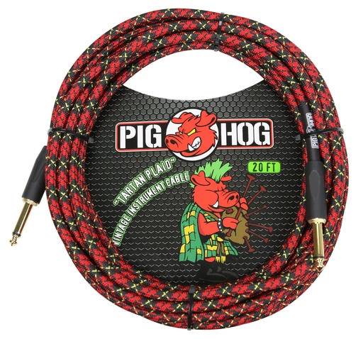 [PCH20PL] Pig Hog 20' Instrument Cable, Tartan Plaid