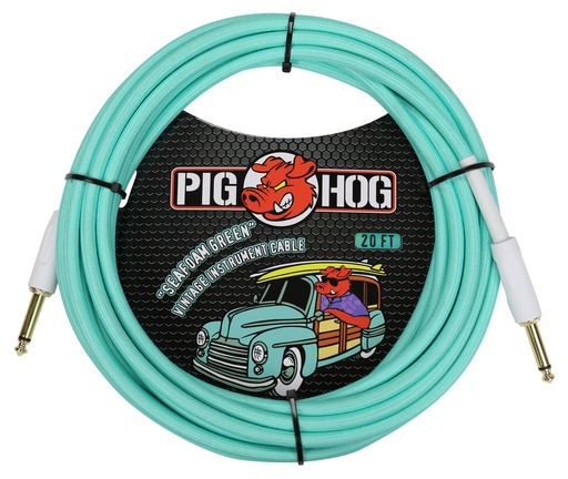 [PCH20SG] Pig Hog 20' Instrument Cable, Seafoam Green