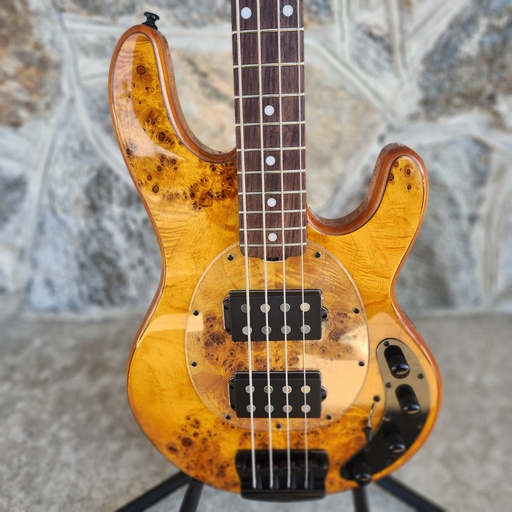 [RAY34HHPB-AM-R2] Sterling by Music Man StingRay HH RAY34HH Poplar Burl, Amber