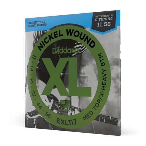 [EXL117] D'Addario XL Nickel Wound Strings, 11-56 Medium Top/Extra-Heavy Bottom, EXL117