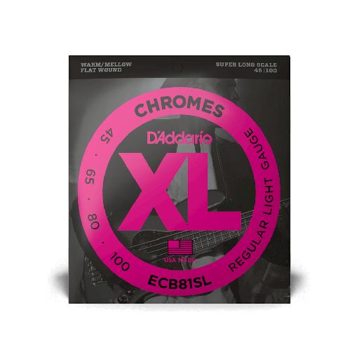 [ECB81SL] D'Addario 45-100 Regular Light, Super Long Scale, XL Chromes Bass Strings